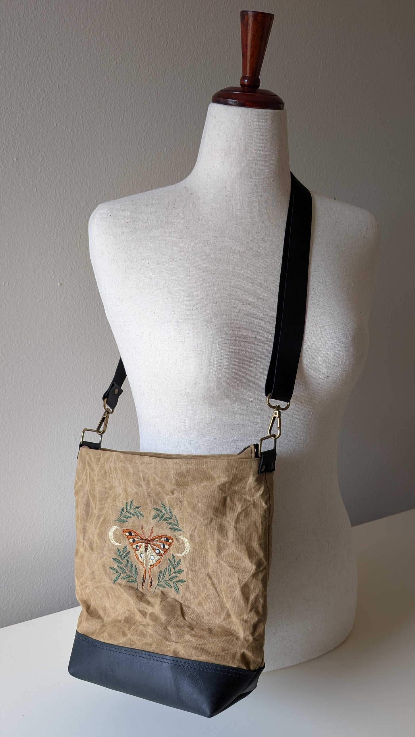 Willow Waxed Canvas Crossbody - Butterscotch Moth