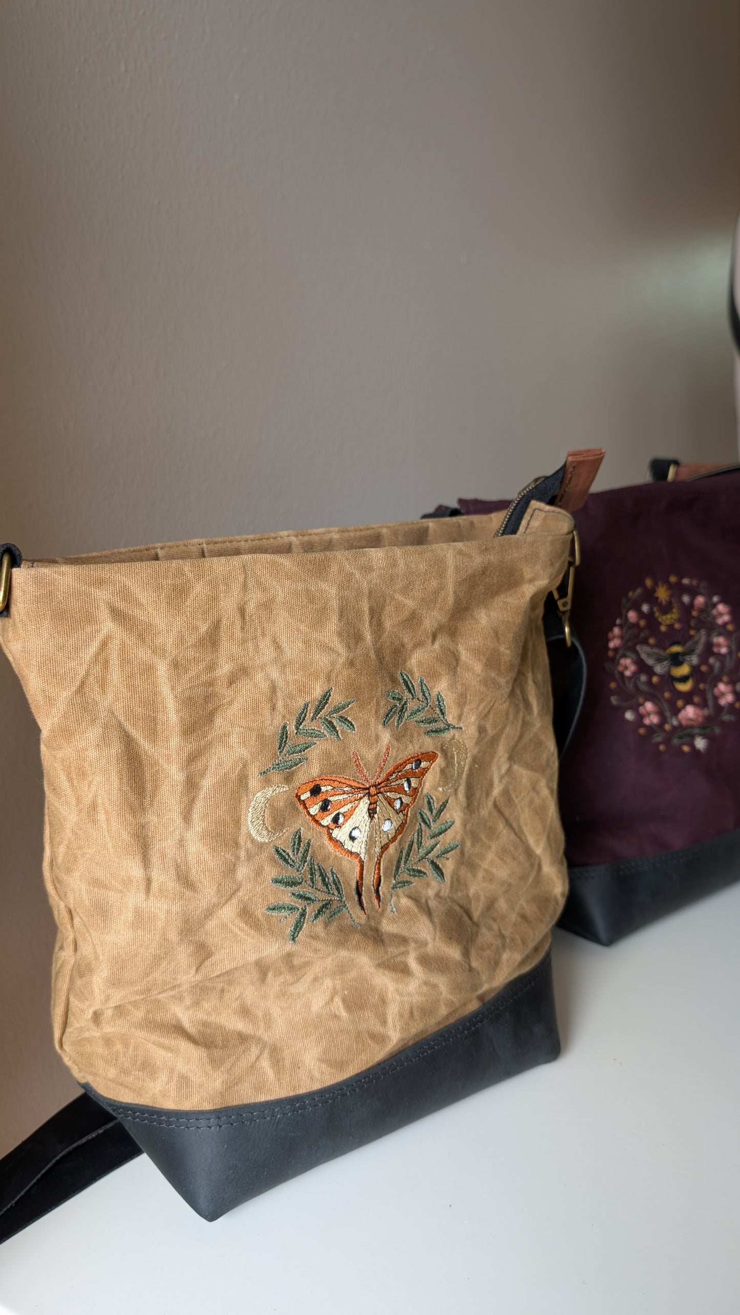 Willow Waxed Canvas Crossbody - Butterscotch Moth