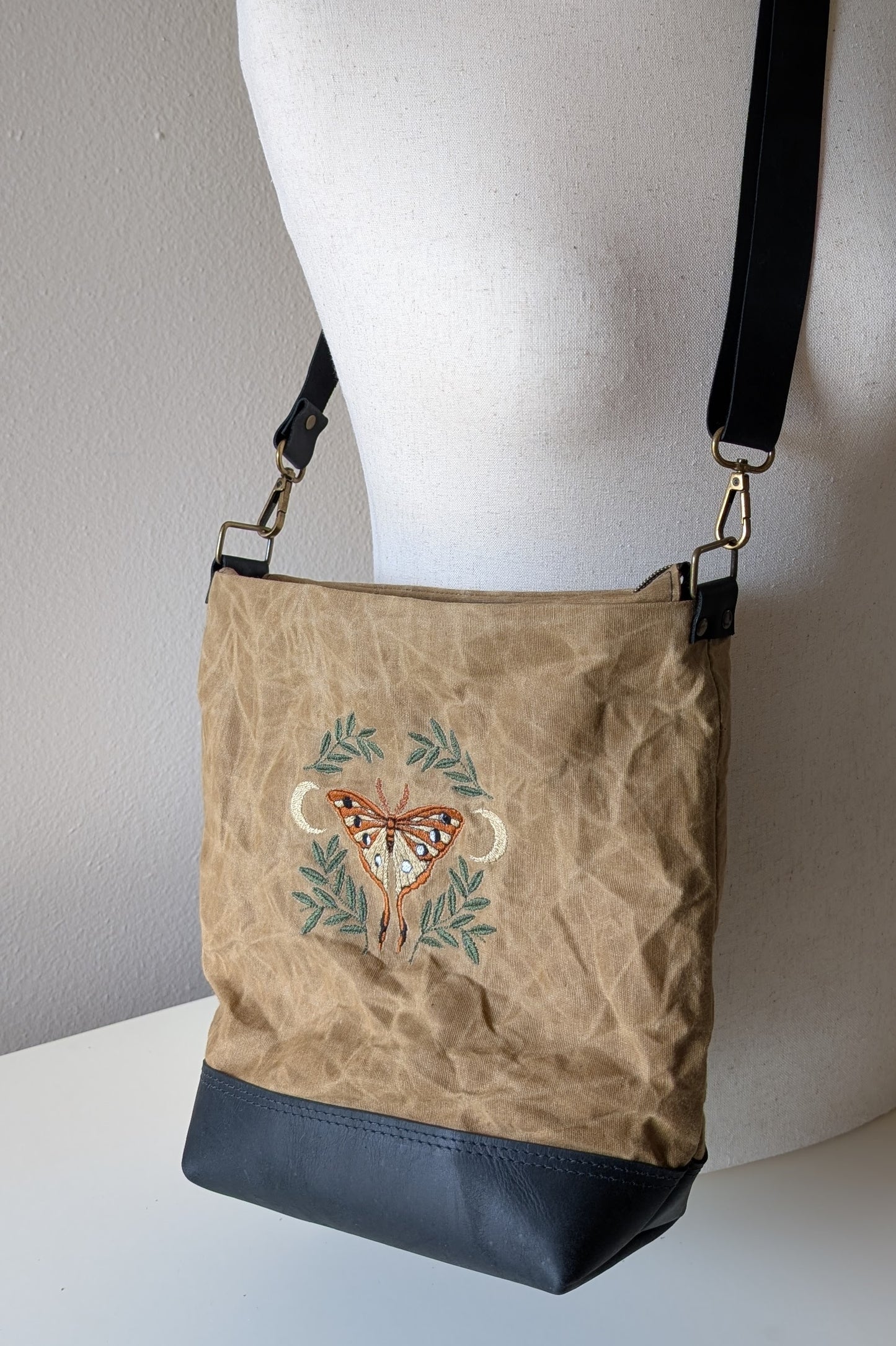 Willow Waxed Canvas Crossbody - Butterscotch Moth