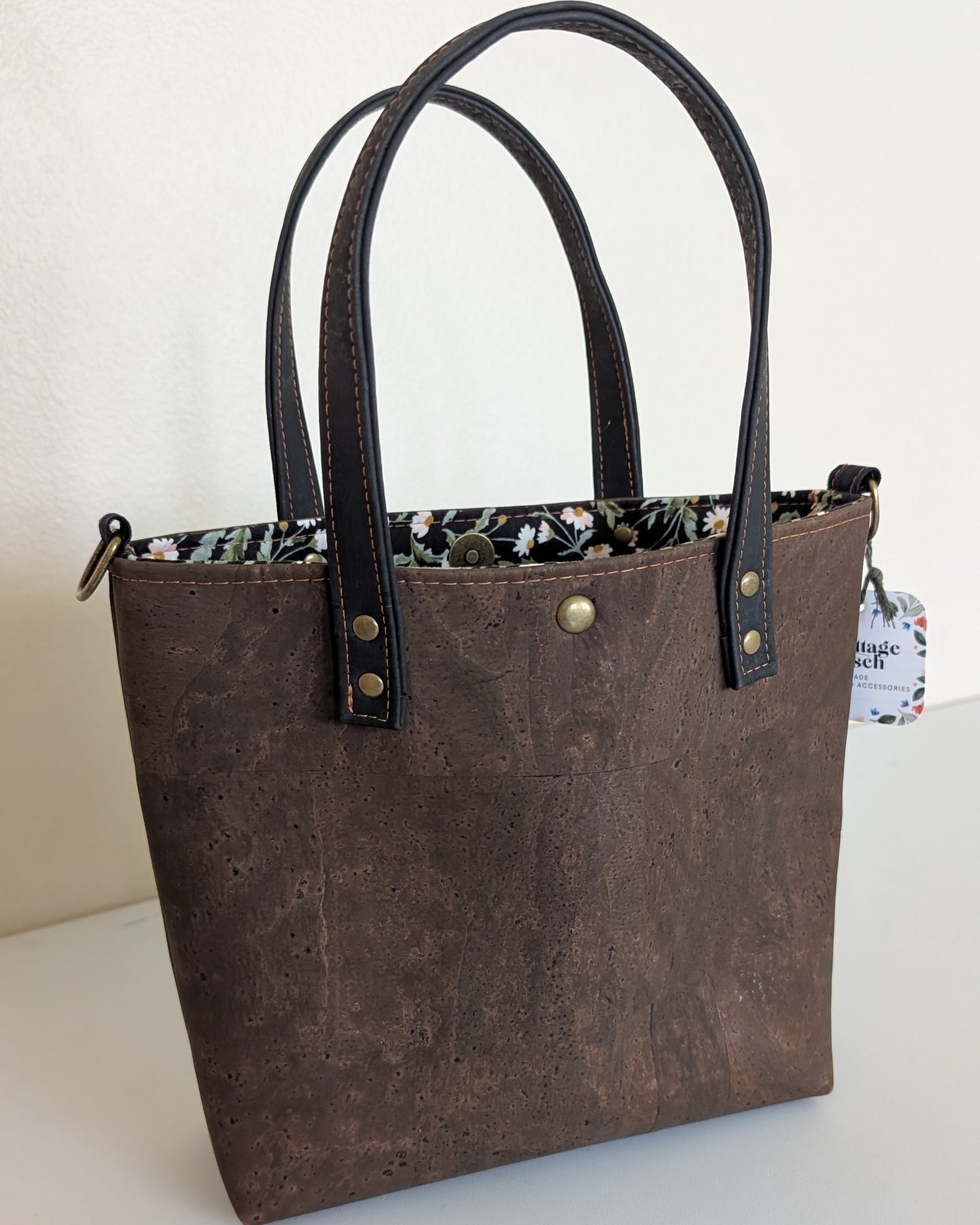 Lisbon Handbag in Chocolate & Daisies